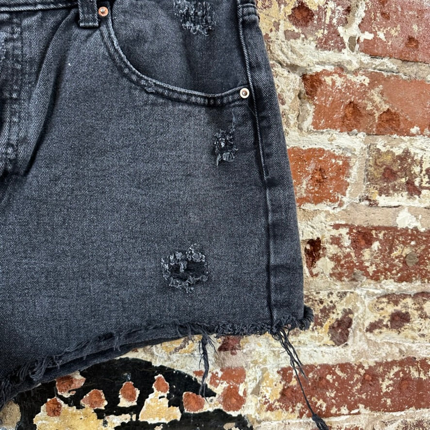 Wild Fable Super High Rise Cutoff Denim Shorts Black Distressed Womens 12 (34x2)