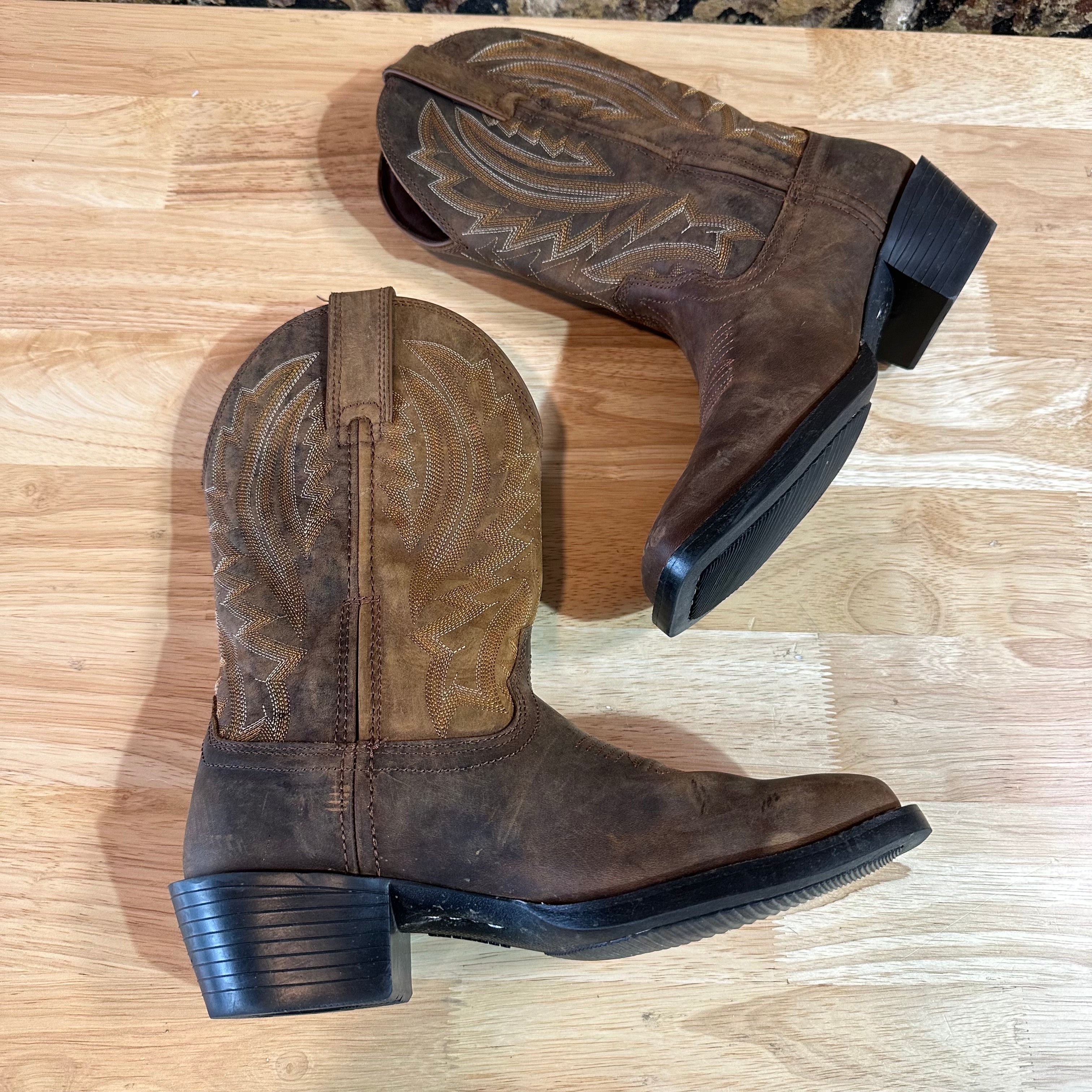 Durango Brown Distressed Leather Western Cowboy Square Toe Mens Boots 7.5M