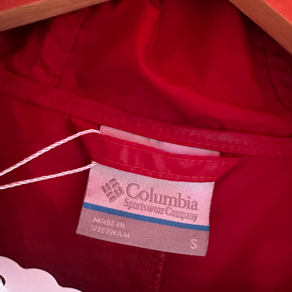 Columbia Windbreaker Women's Small Red Outdoor Rain Jacket Full Zip Hooded