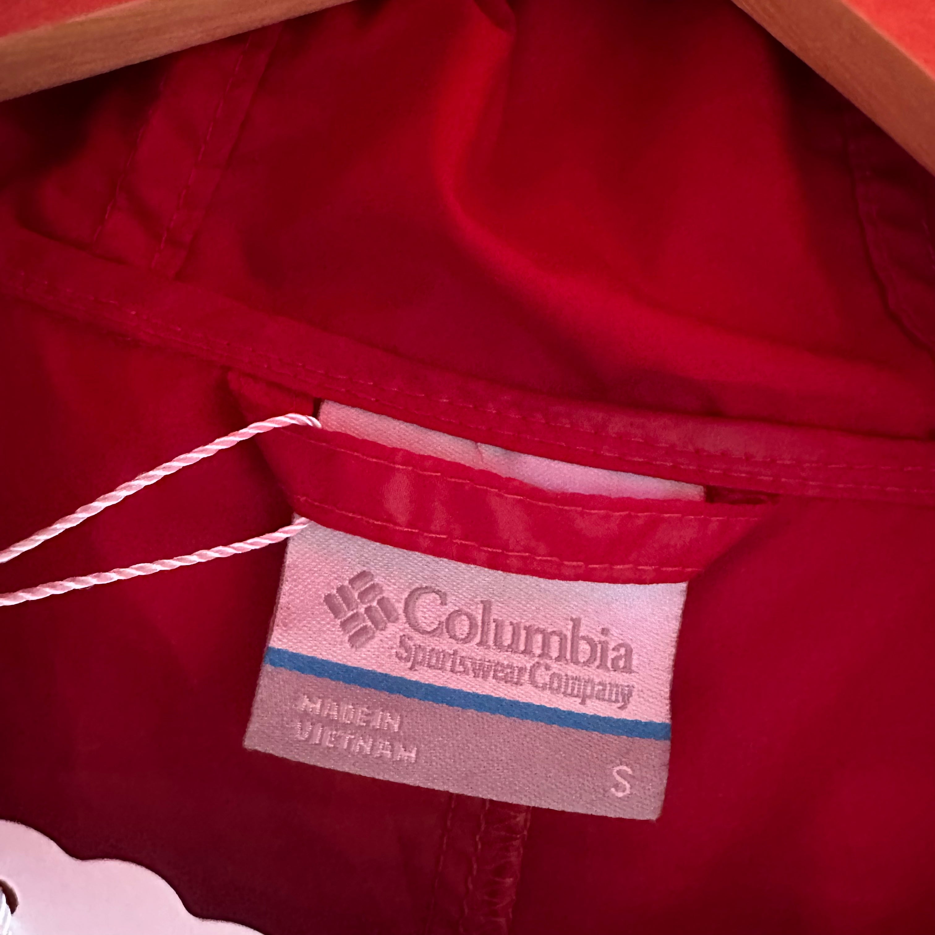 Columbia Windbreaker Women's Small Red Outdoor Rain Jacket Full Zip Hooded