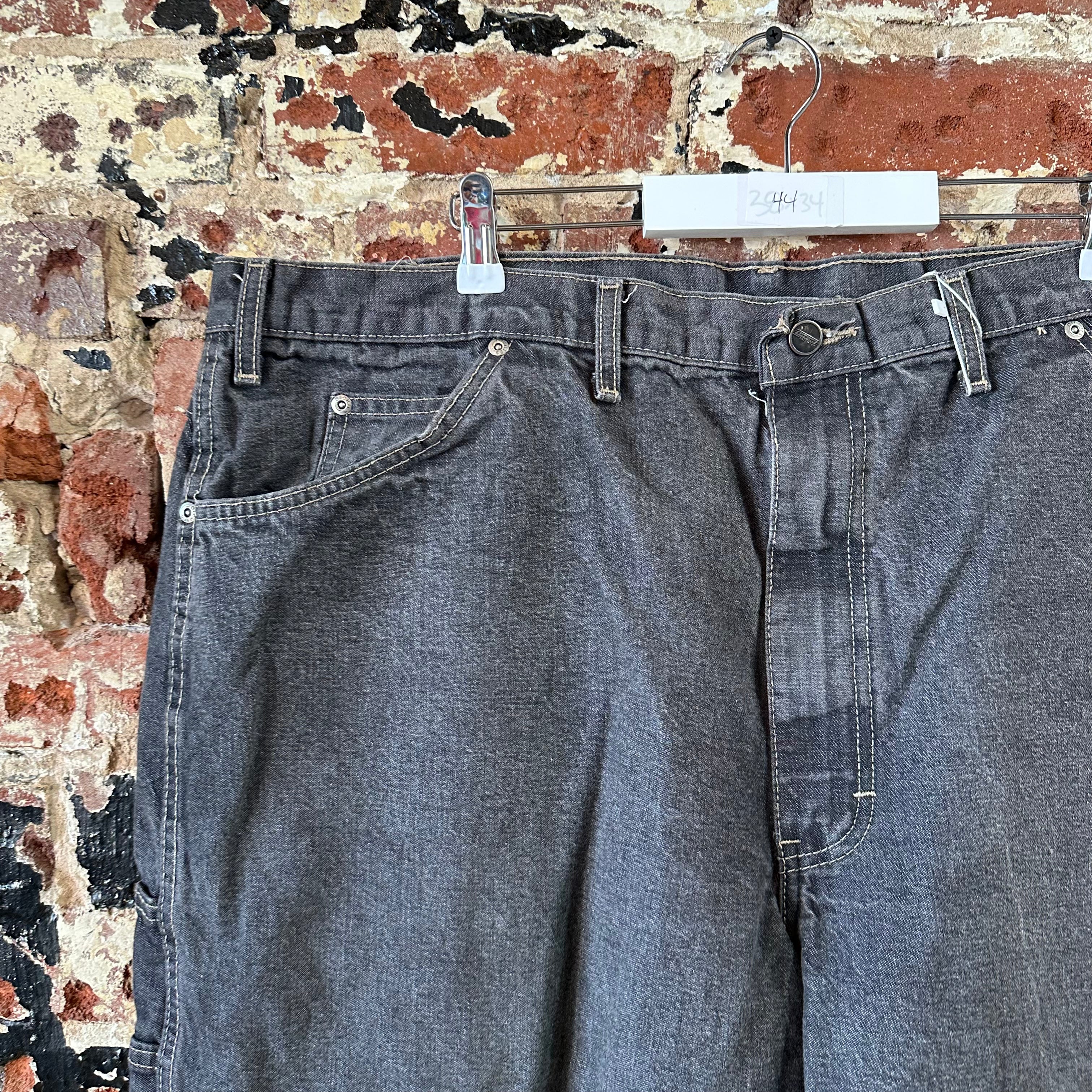 Dickies Shorts Mens 44 Logo Black Denim Jean Workwear 12.5" inseam Y2K Baggy