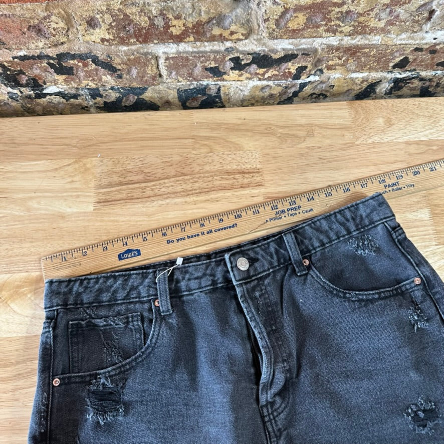 Wild Fable Super High Rise Cutoff Denim Shorts Black Distressed Womens 12 (34x2)