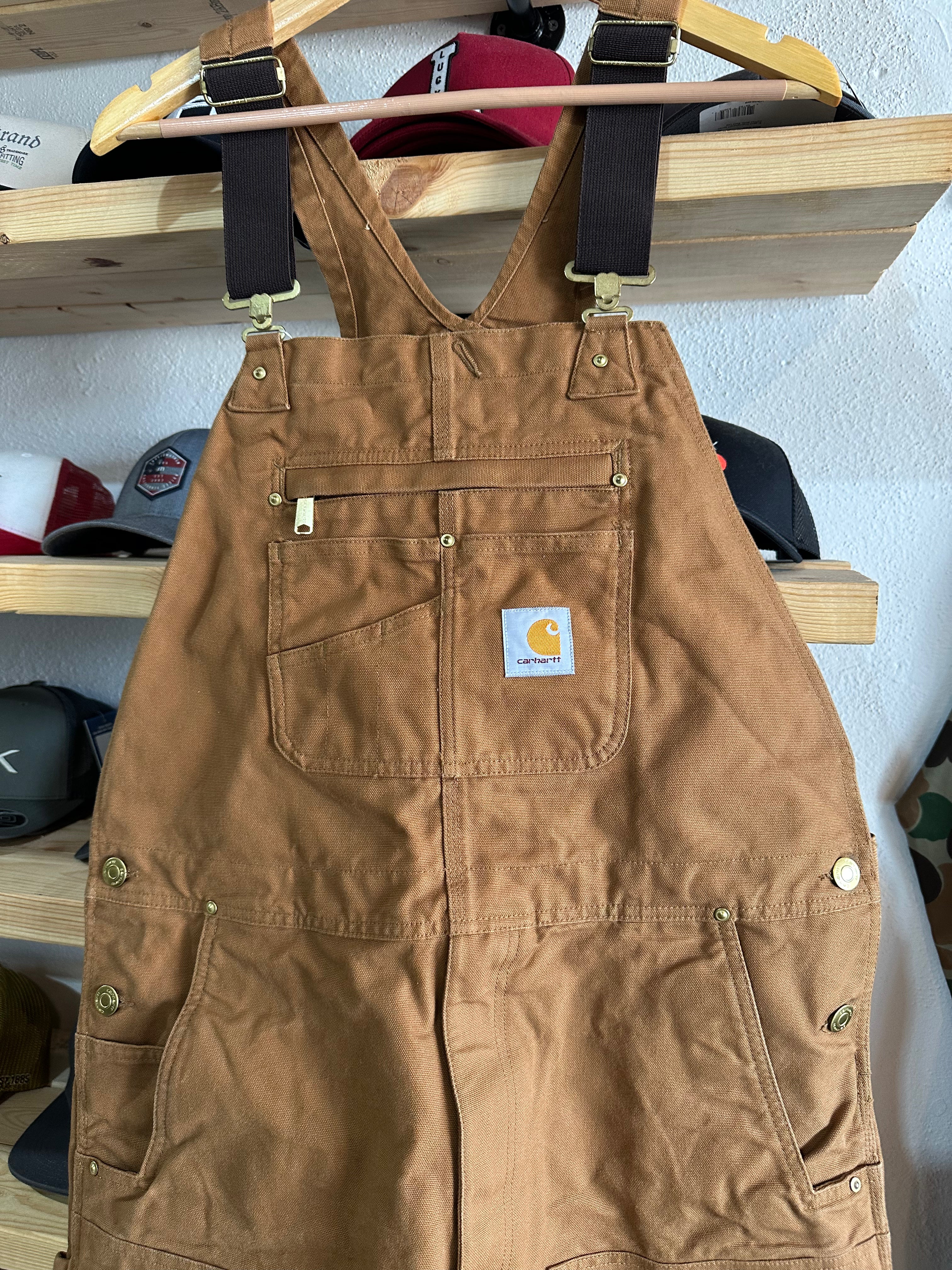 Carhartt R01 Mens 38x32 Brown Bibs