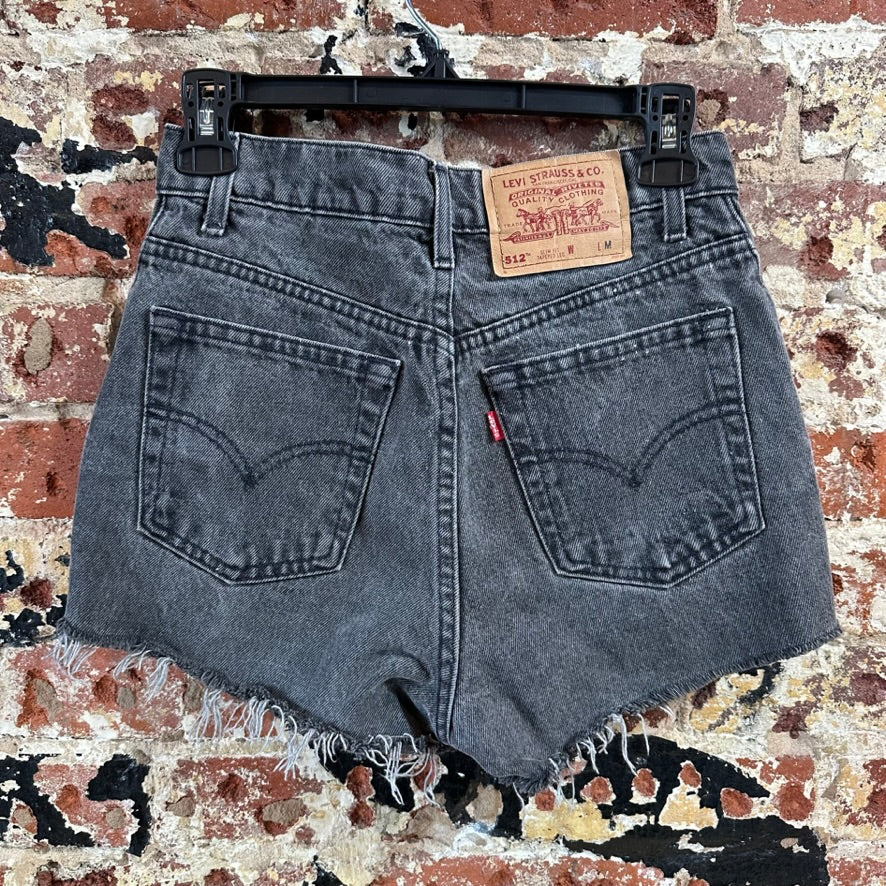 Levi's Cut Off Black Denim Jean Shorts Womens 26 Distressed