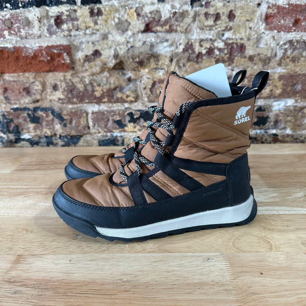 Sorel Whitney II Short Elastic Lace Winter Boots Waterproof Elk Womens 6 Brown