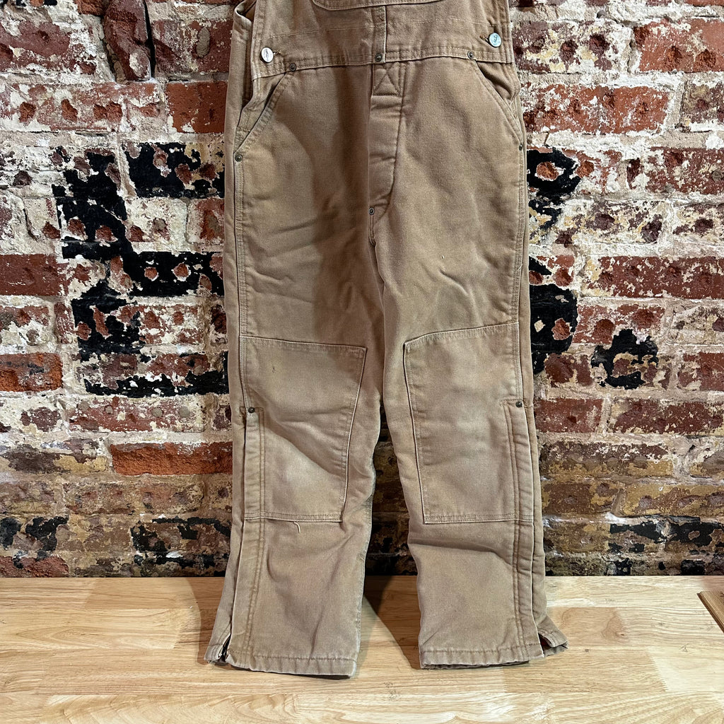 Vintage Carhartt Boy's Large Brown Bib Insulated Overalls Double Knee Farm Bibs