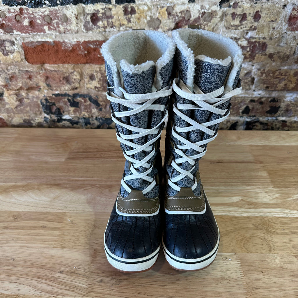 Sorel Tivoli High ll Snow Boots Woman's Winter Boot Grey Black Size 6