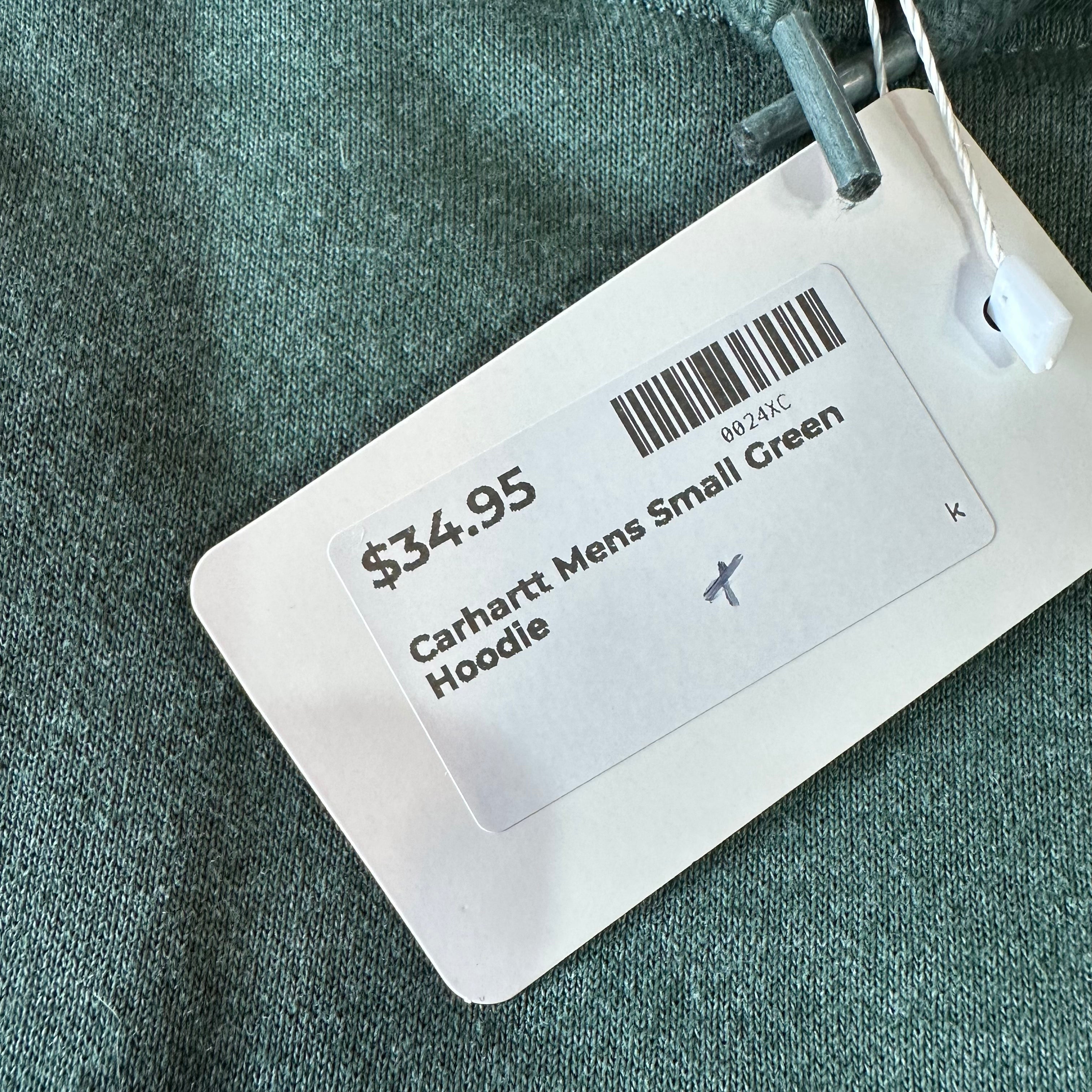 Carhartt Men's Small Sleeve Logo Hoodie Loose Fit Workwear Green K288