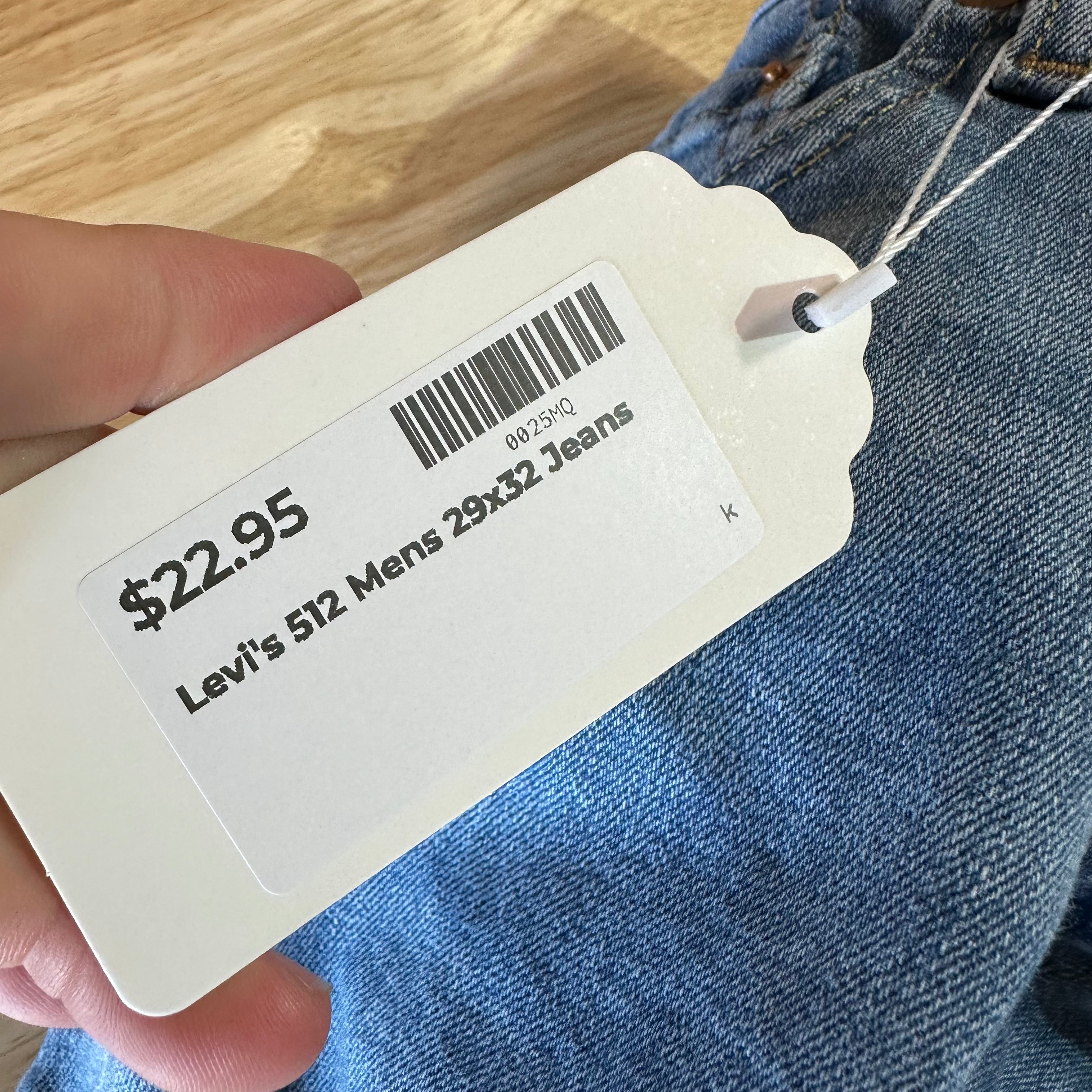 Levi's 512 Mens 29x32 Blue Jeans