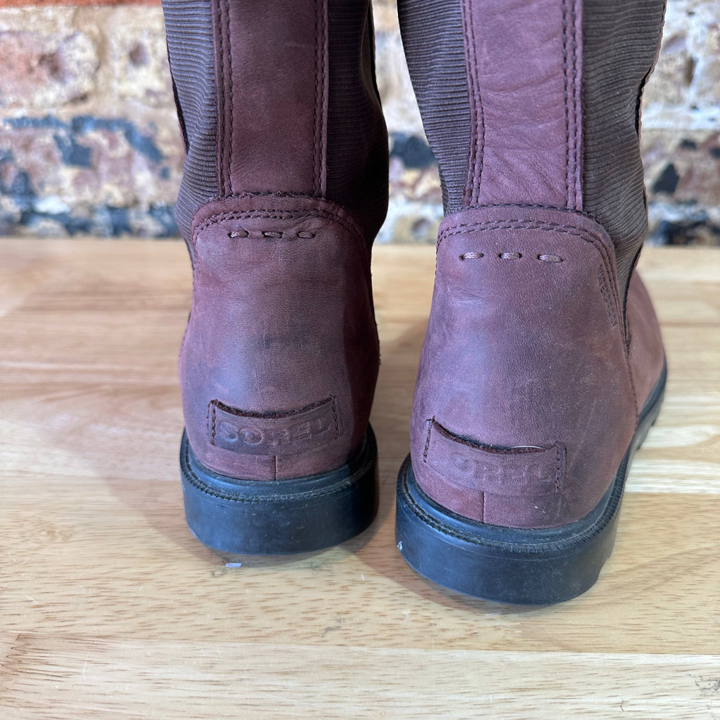 Sorel Womens AINSLEY CATTAIL TALL Leather Waterproof Boots Sz 7.5 Brown