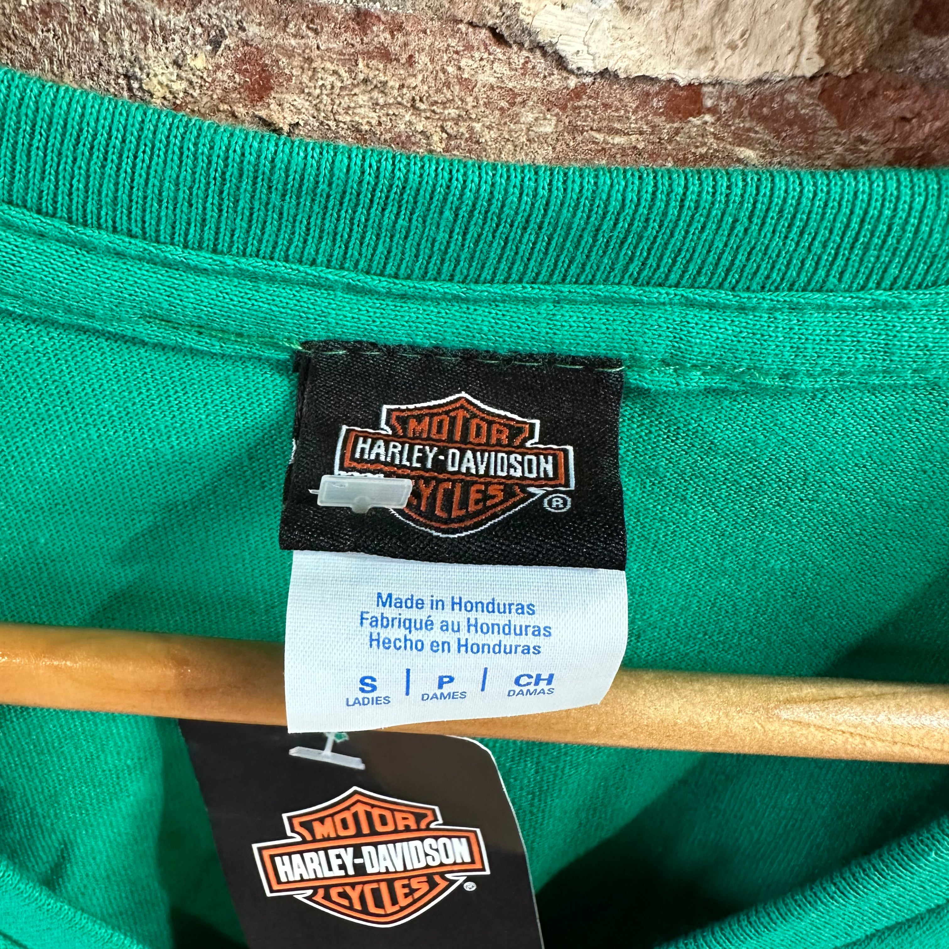 Harley Davidson Women's Small Short Sleeve Green T-Shirt V-Neck NEW