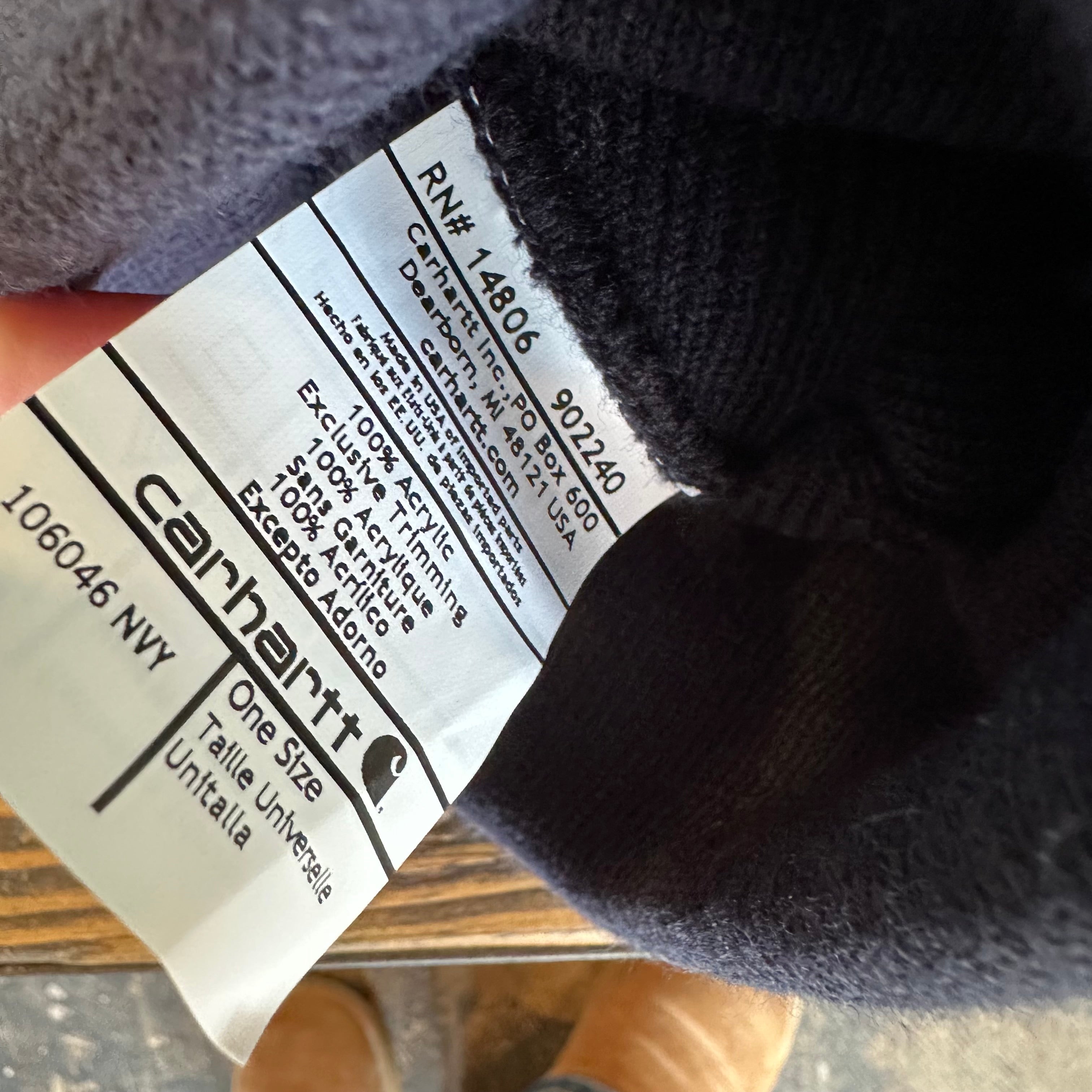 Carhartt Rib Knit Beanie Flag Patch Navy Blue NEW Hat OS