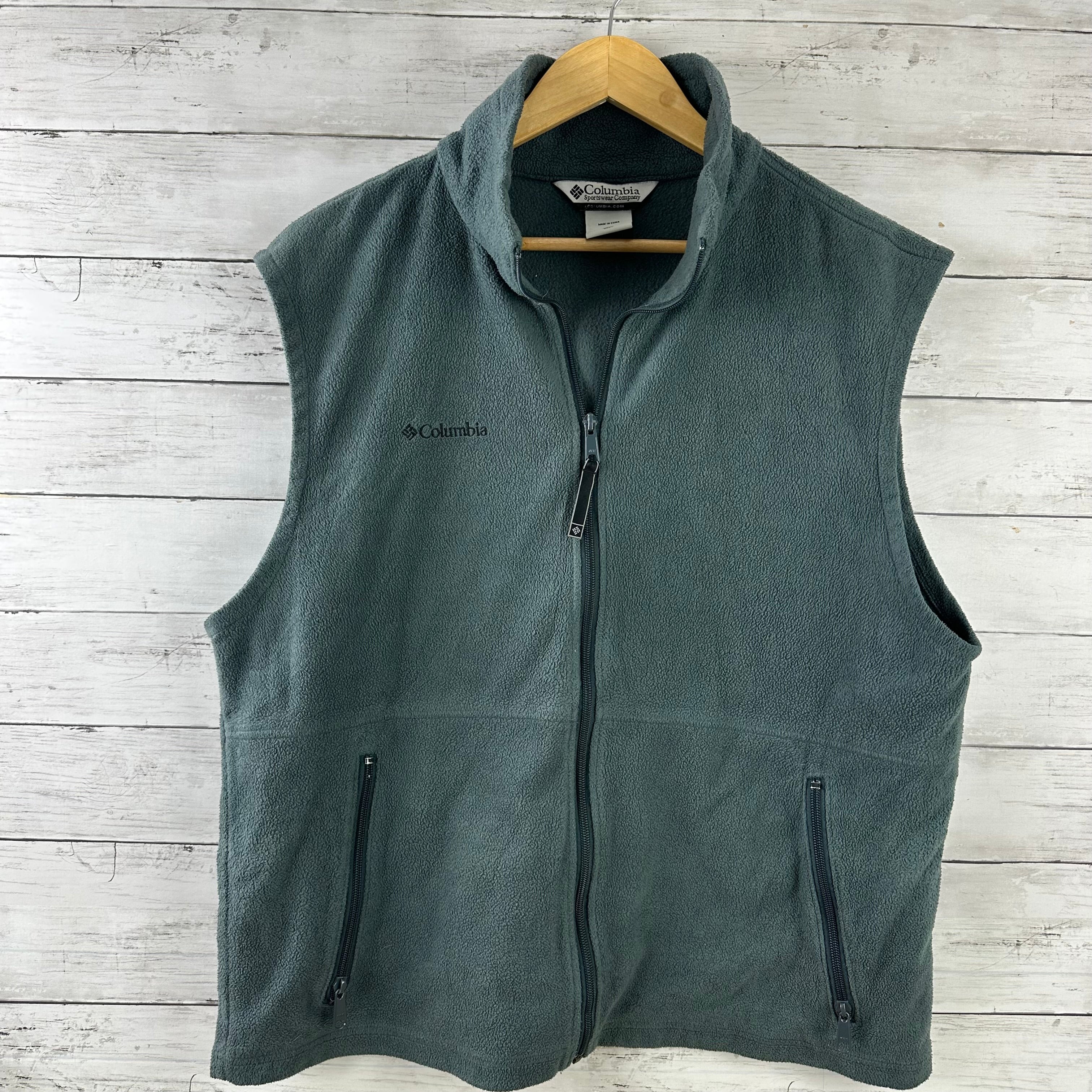 Columbia Vest gray Full Zip Steens Mountain Fleece Outdoor Hiking Mens Large