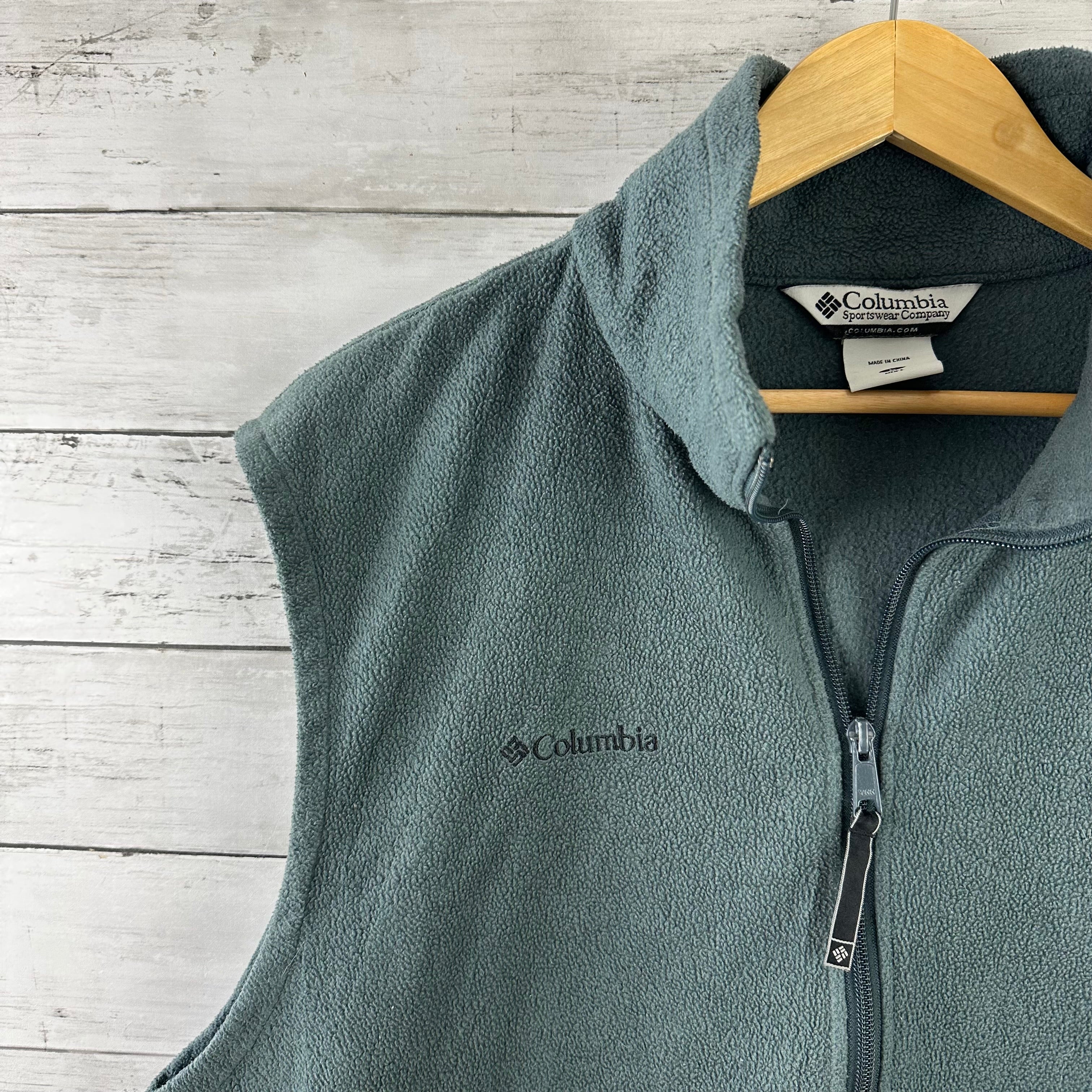 Columbia Vest gray Full Zip Steens Mountain Fleece Outdoor Hiking Mens Large