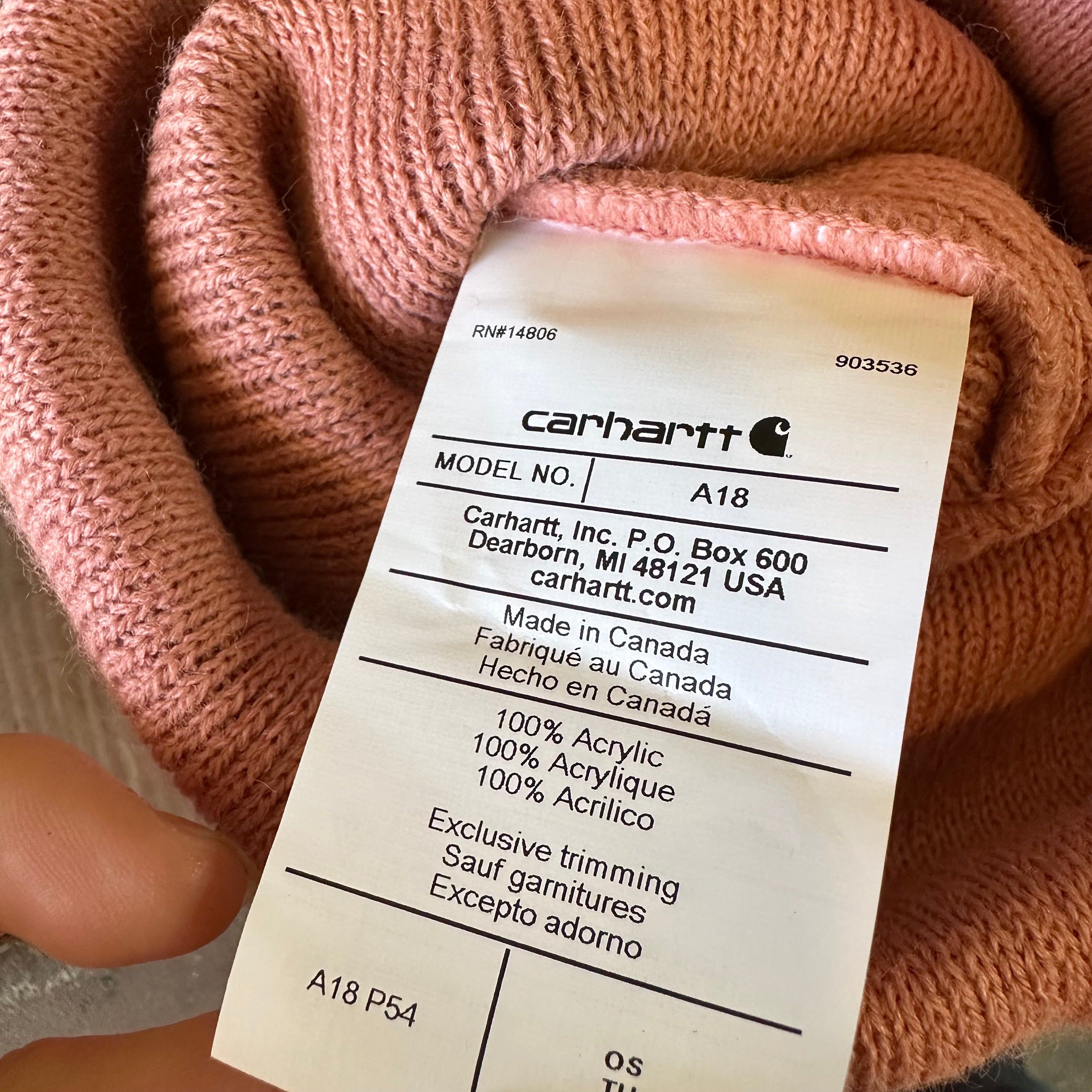 Carhartt A18 Rib Knit Beanie Pink NEW Hat One size