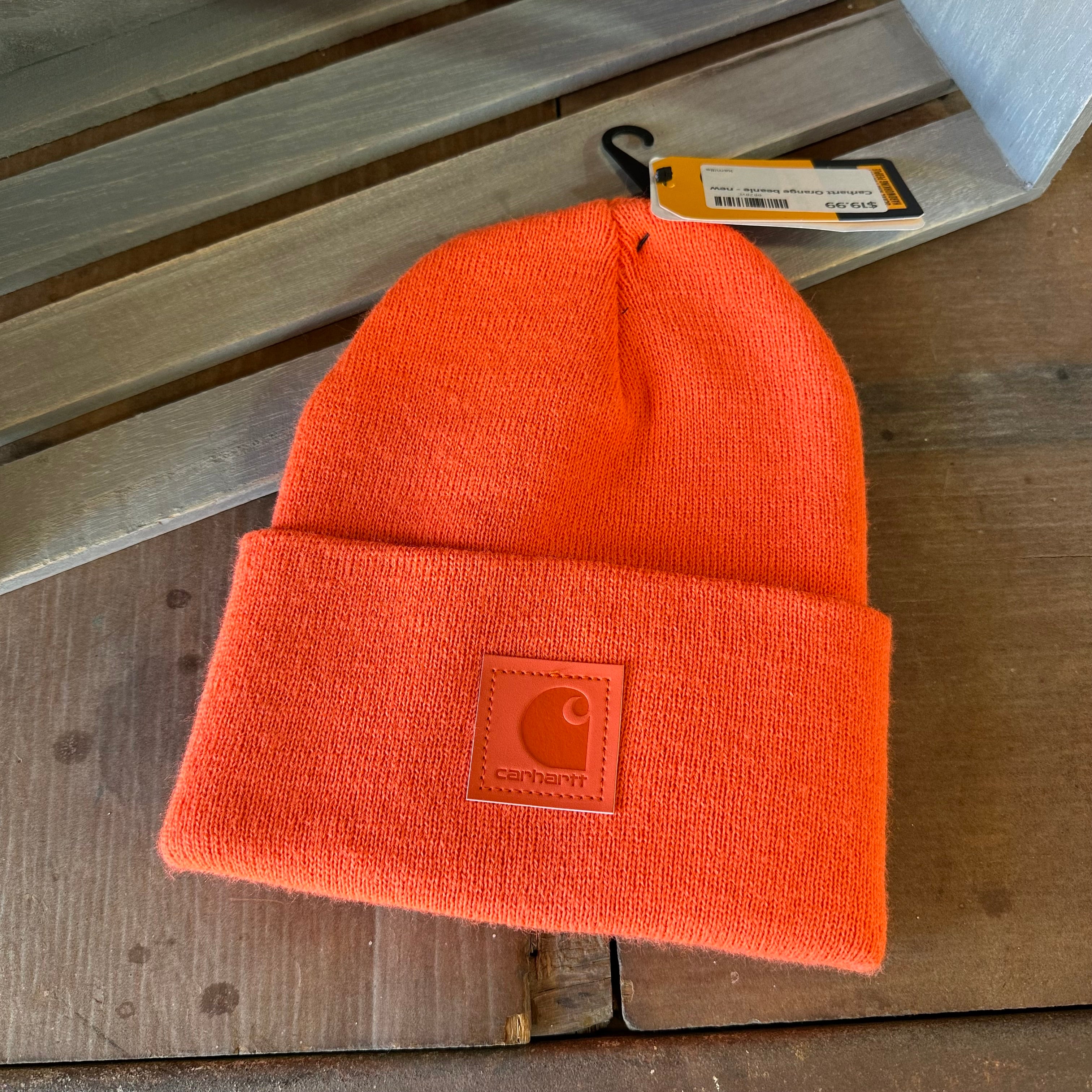 Carhartt Rib Cuffed Knit Beanie Orange NEW Hat One size