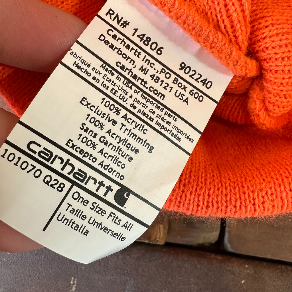 Carhartt Rib Cuffed Knit Beanie Orange NEW Hat One size