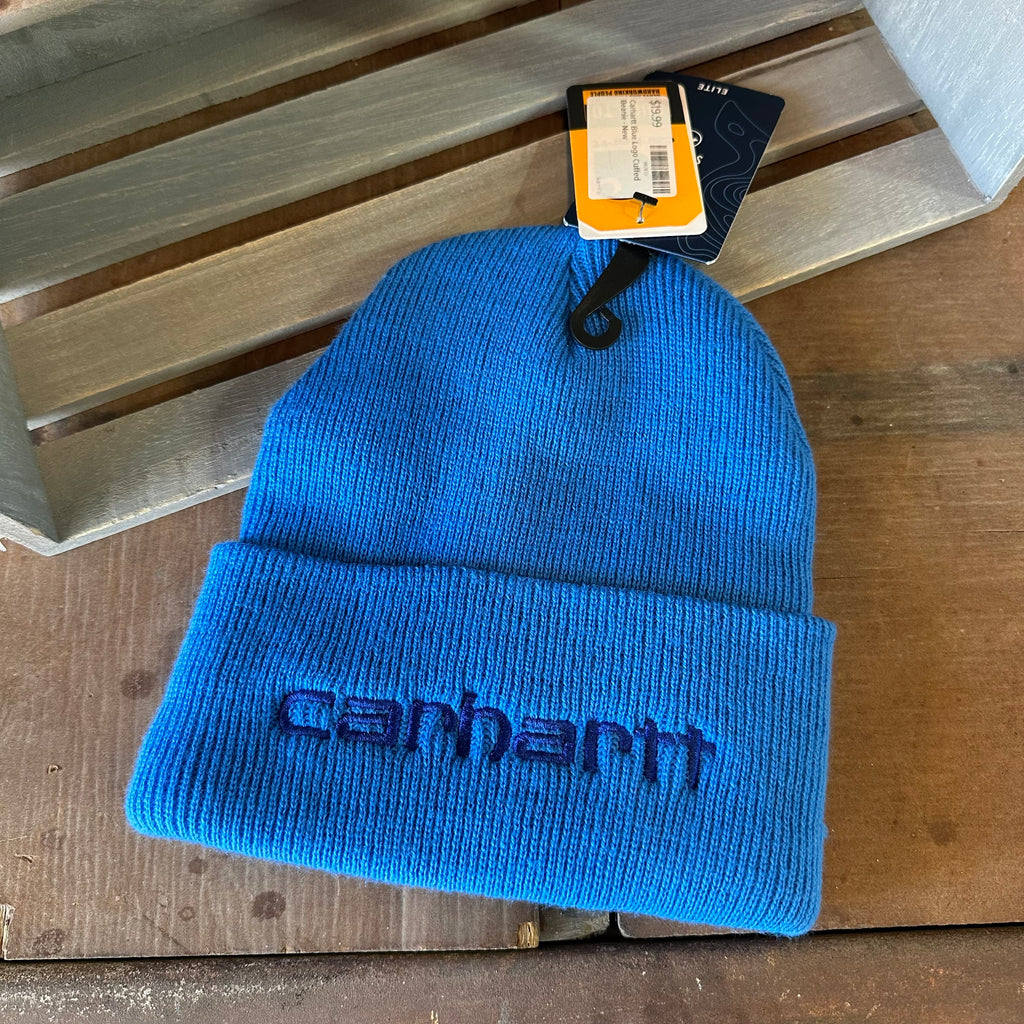 Carhartt Logo Cuffed Beanie Blue NEW Hat One size