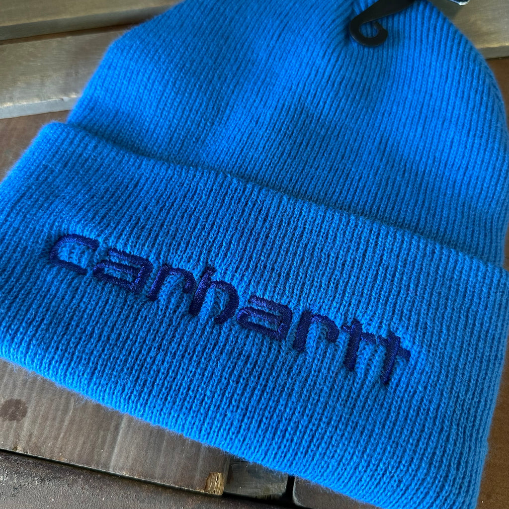 Carhartt Logo Cuffed Beanie Blue NEW Hat One size