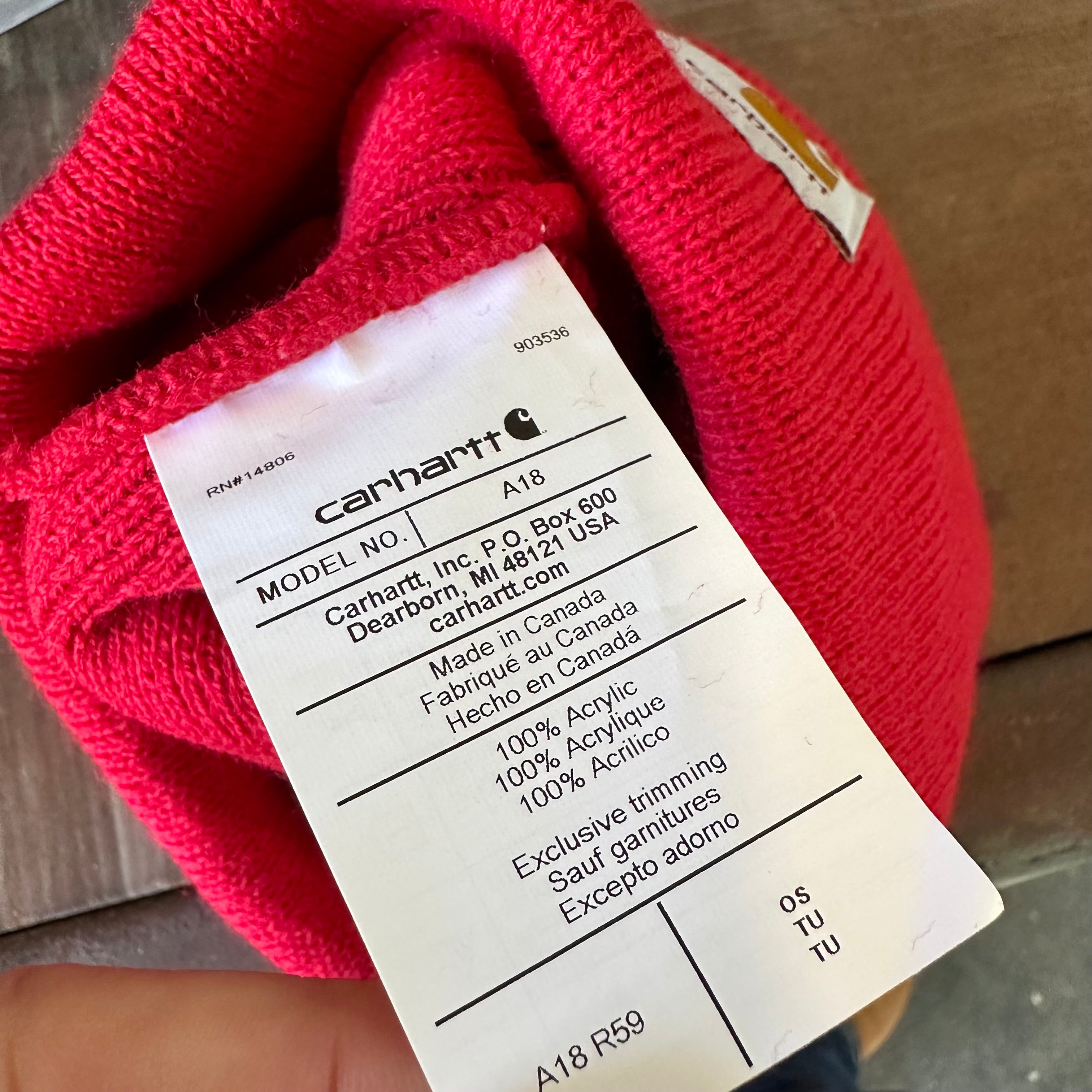 Carhartt A18 Rib Knit Beanie Red NEW Hat One size