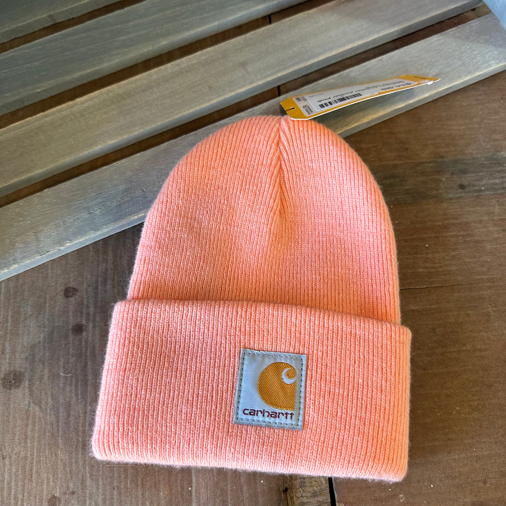 Carhartt TODDLER Beanie Hat Acrylic Winter Pull On Knit Cap NWT Amber pink