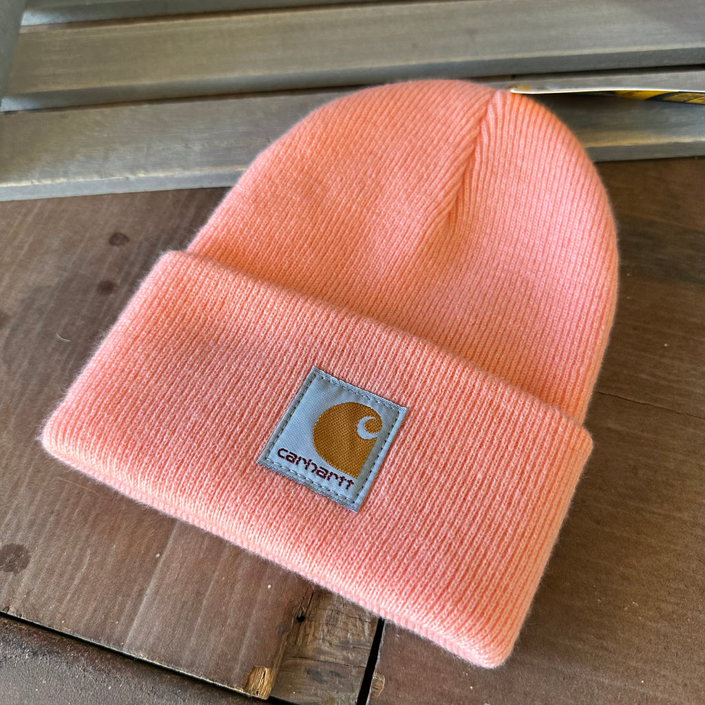Carhartt TODDLER Beanie Hat Acrylic Winter Pull On Knit Cap NWT Amber pink