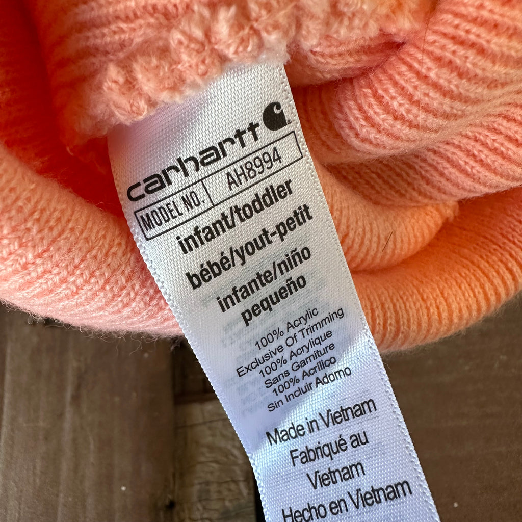 Carhartt TODDLER Beanie Hat Acrylic Winter Pull On Knit Cap NWT Amber pink