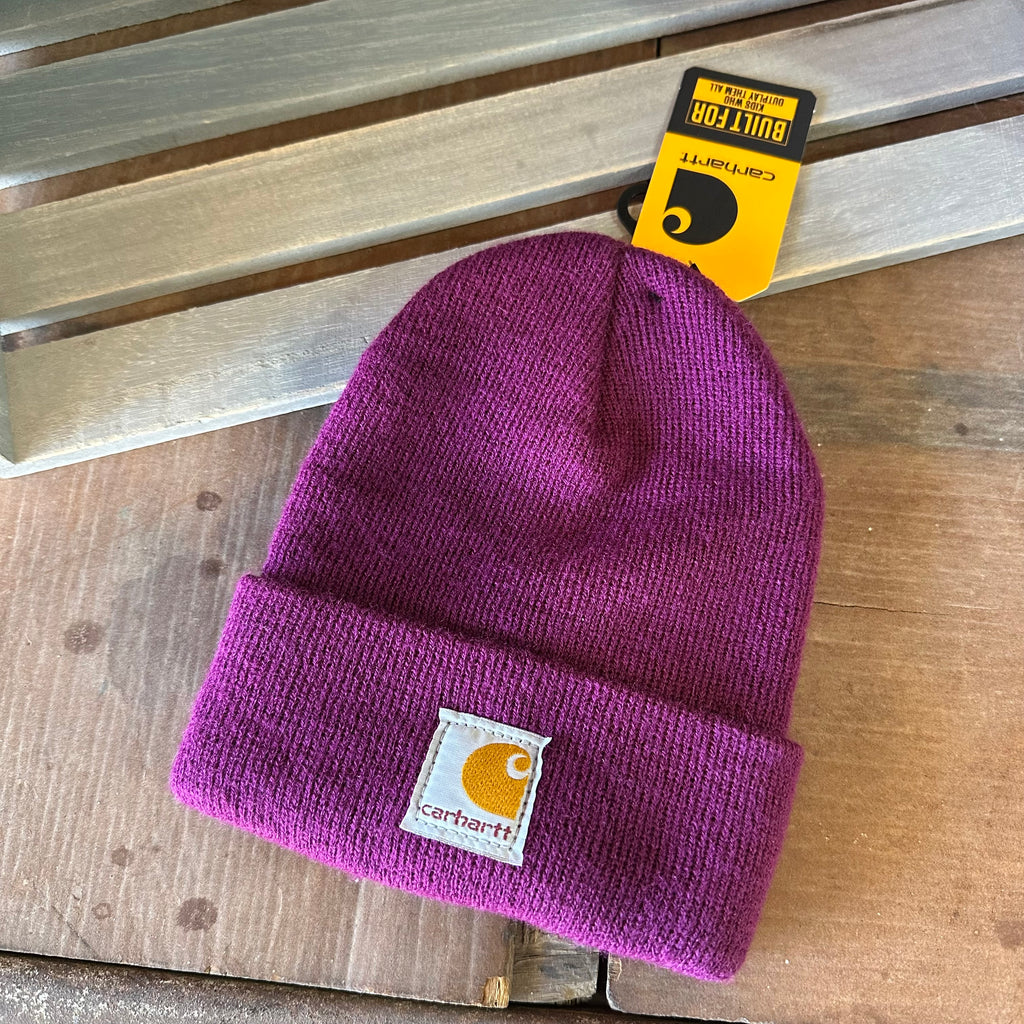 Carhartt TODDLER Beanie Hat Acrylic Winter Pull On Knit Cap Purple&nbsp;