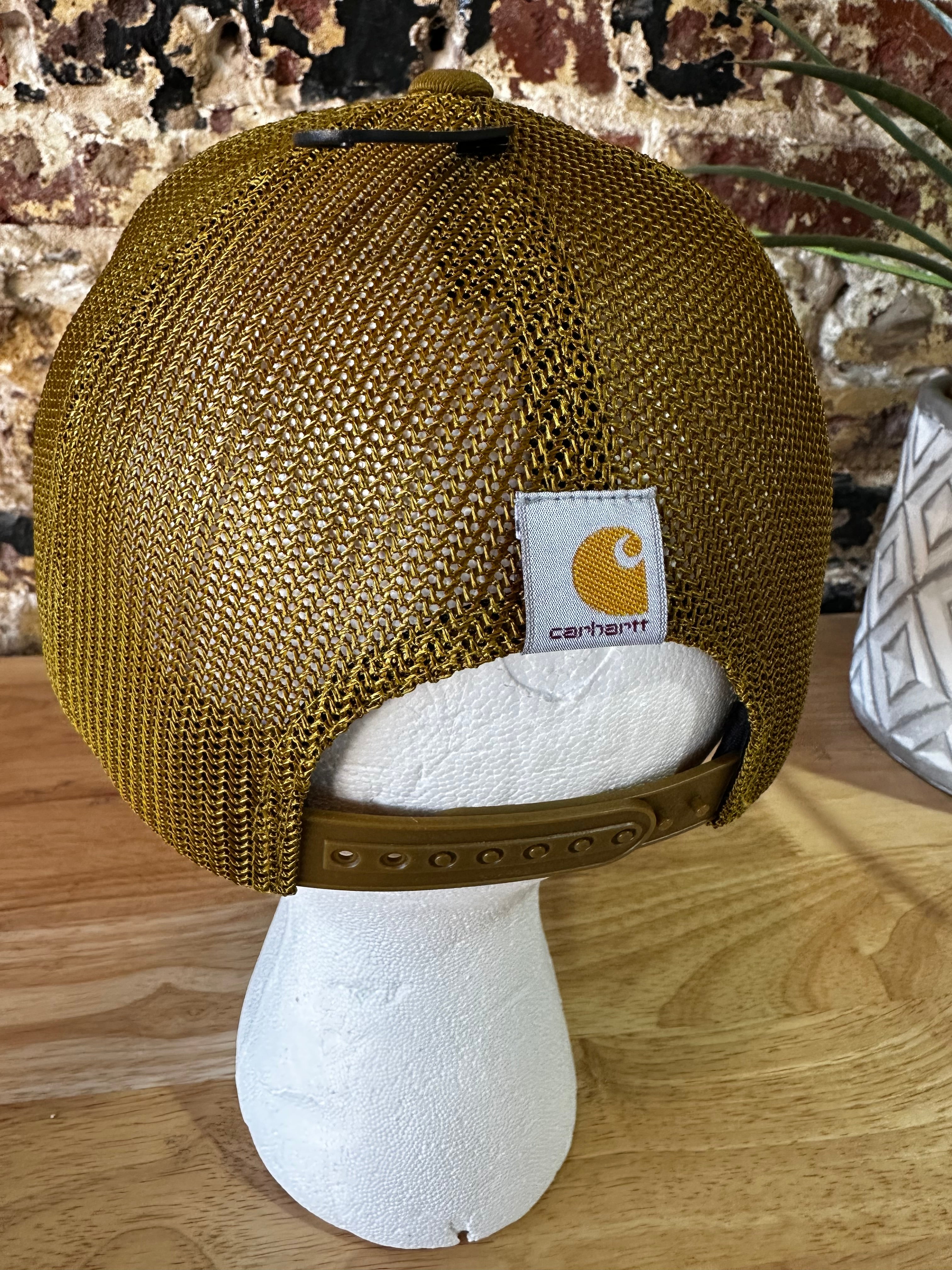 Carhartt Brown Script patch Snap Mesh Back Hat New