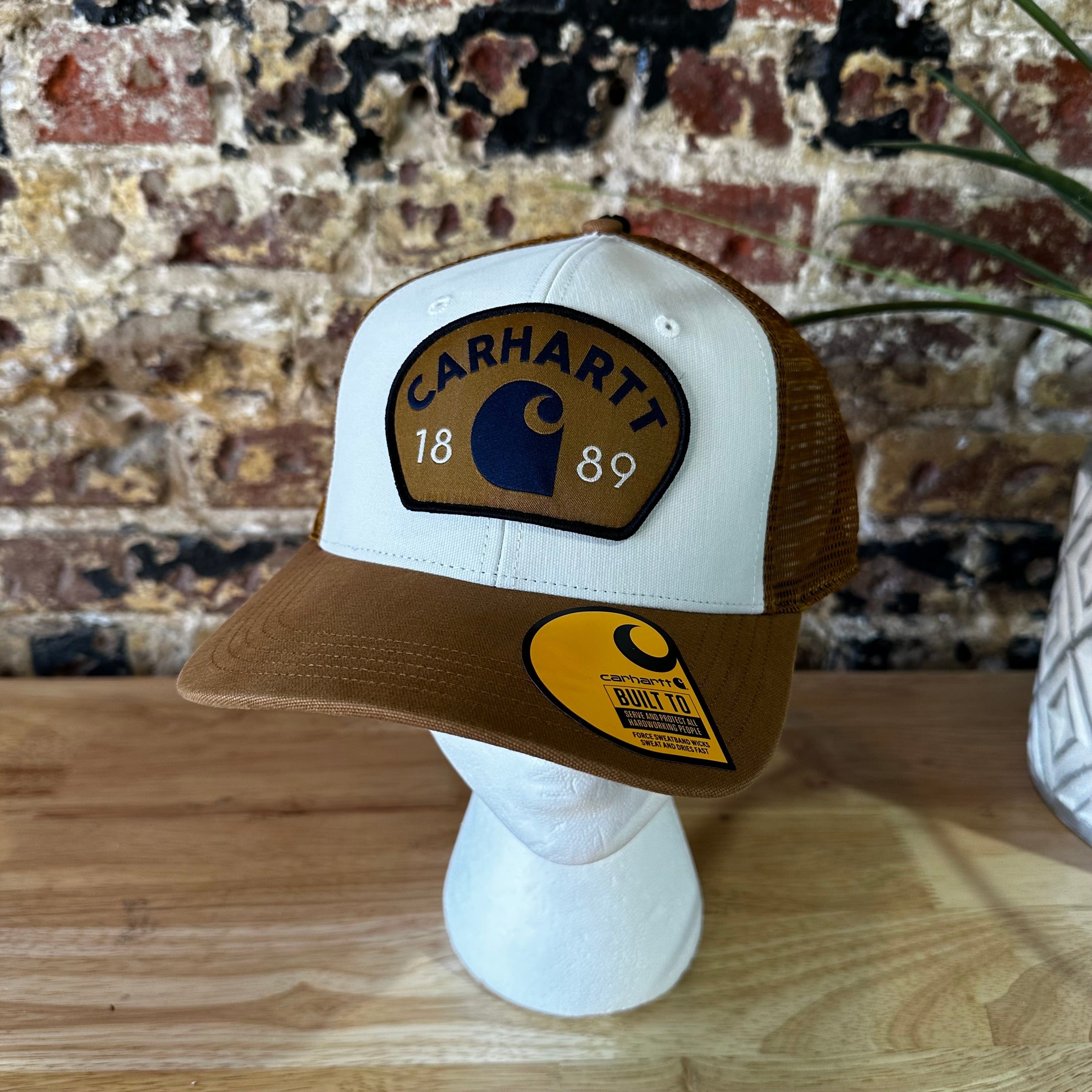 Carhartt Brown White 1889 Trucker Snap Mesh Back Hat New