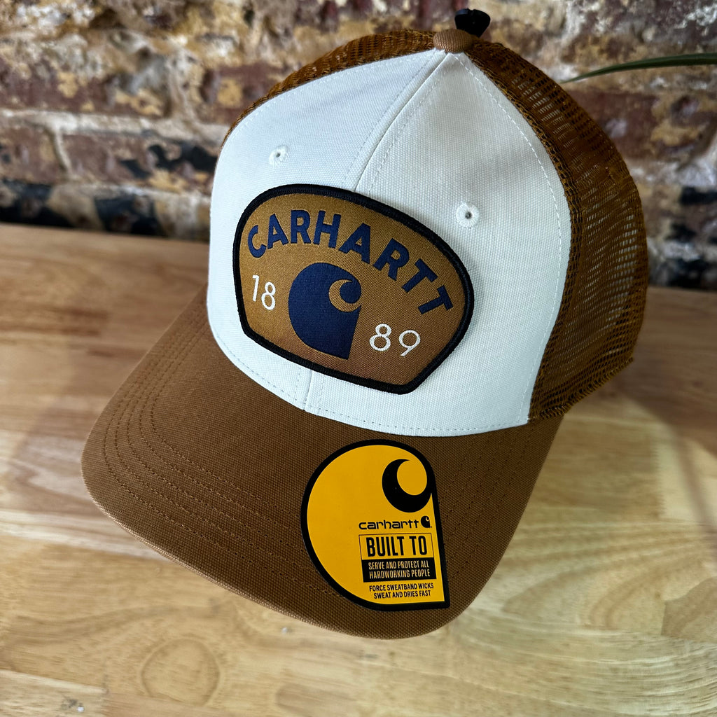 Carhartt Brown White 1889 Trucker Snap Mesh Back Hat New