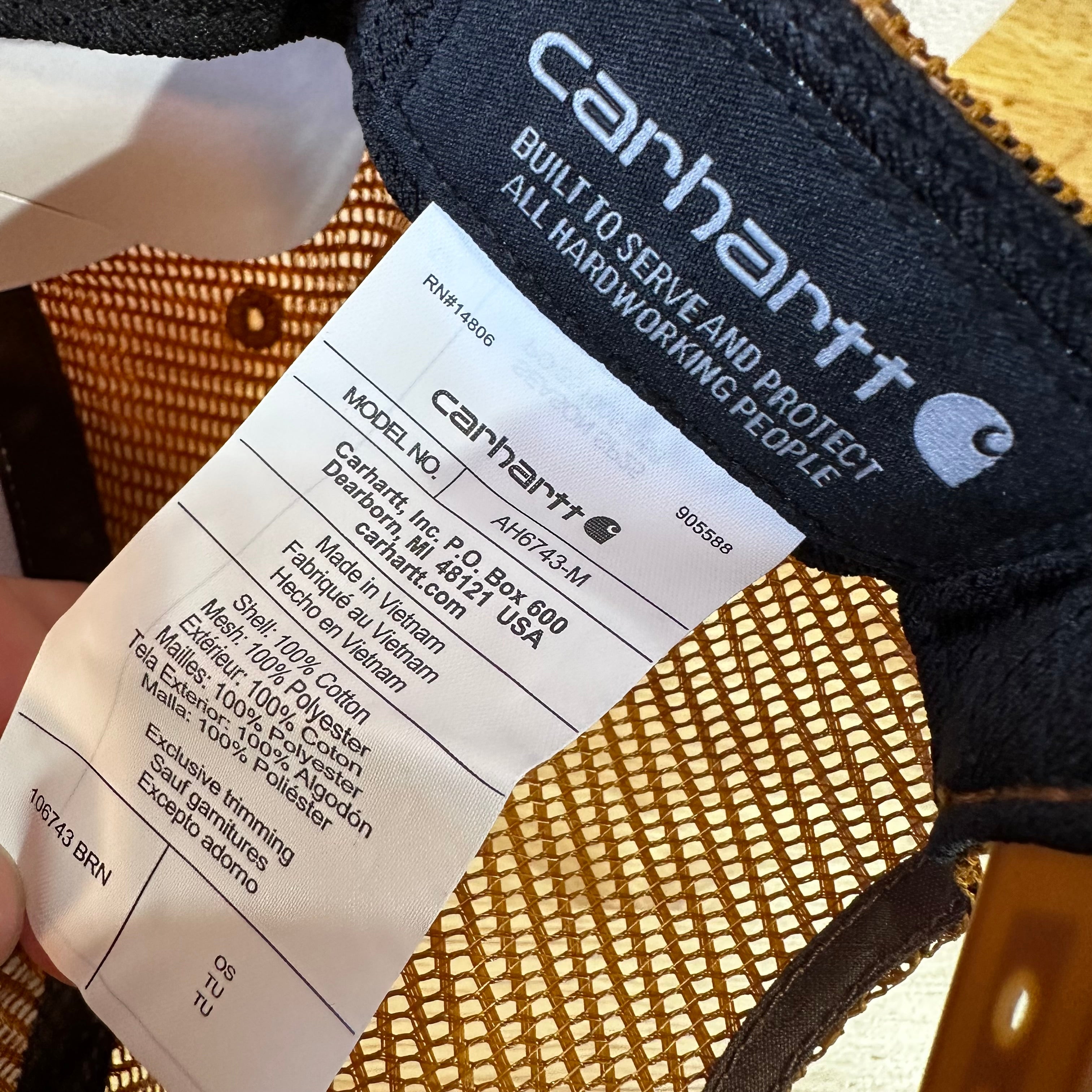 Carhartt Brown White 1889 Trucker Snap Mesh Back Hat New