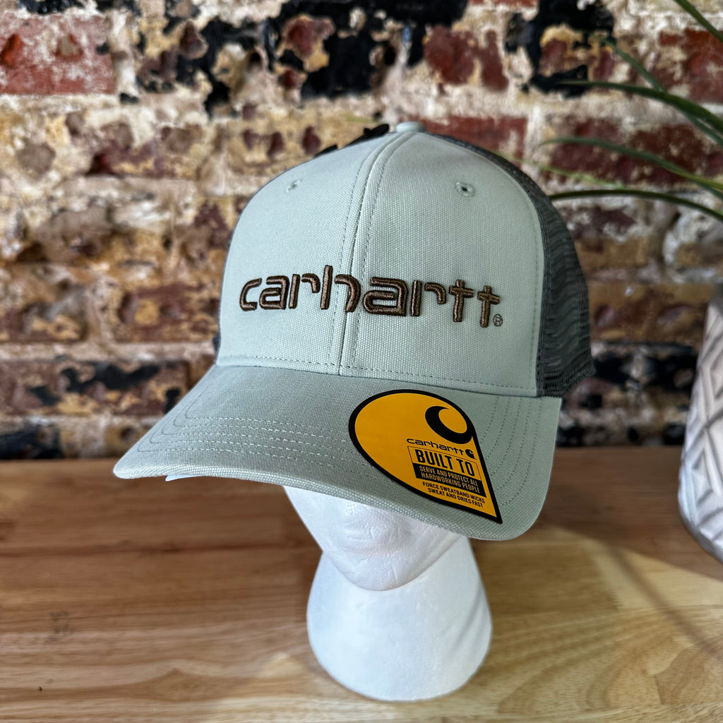 Carhartt Force Canvas Mesh-Back Logo Graphic SnapBack Trucker Hat Green New