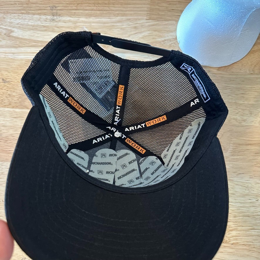 Ariat Mens Work Logo Patch Richardson Adjustable Snapback Cap Hat Black NEW