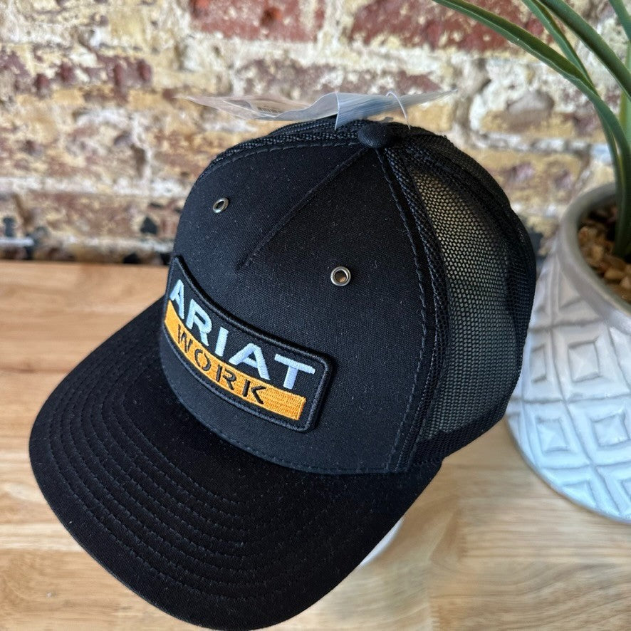 Ariat Mens Work Logo Patch Richardson Adjustable Snapback Cap Hat Black NEW