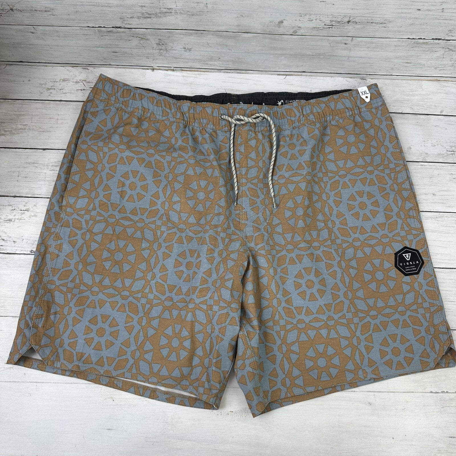 Vissla aloha and adios Ecolastic mens board shorts size 2XL XXL tan NEW