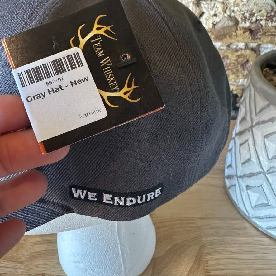 TEAM WHISKEY "We Endure" Gray Snapback Trucker Hat - Art Under Bill NEW