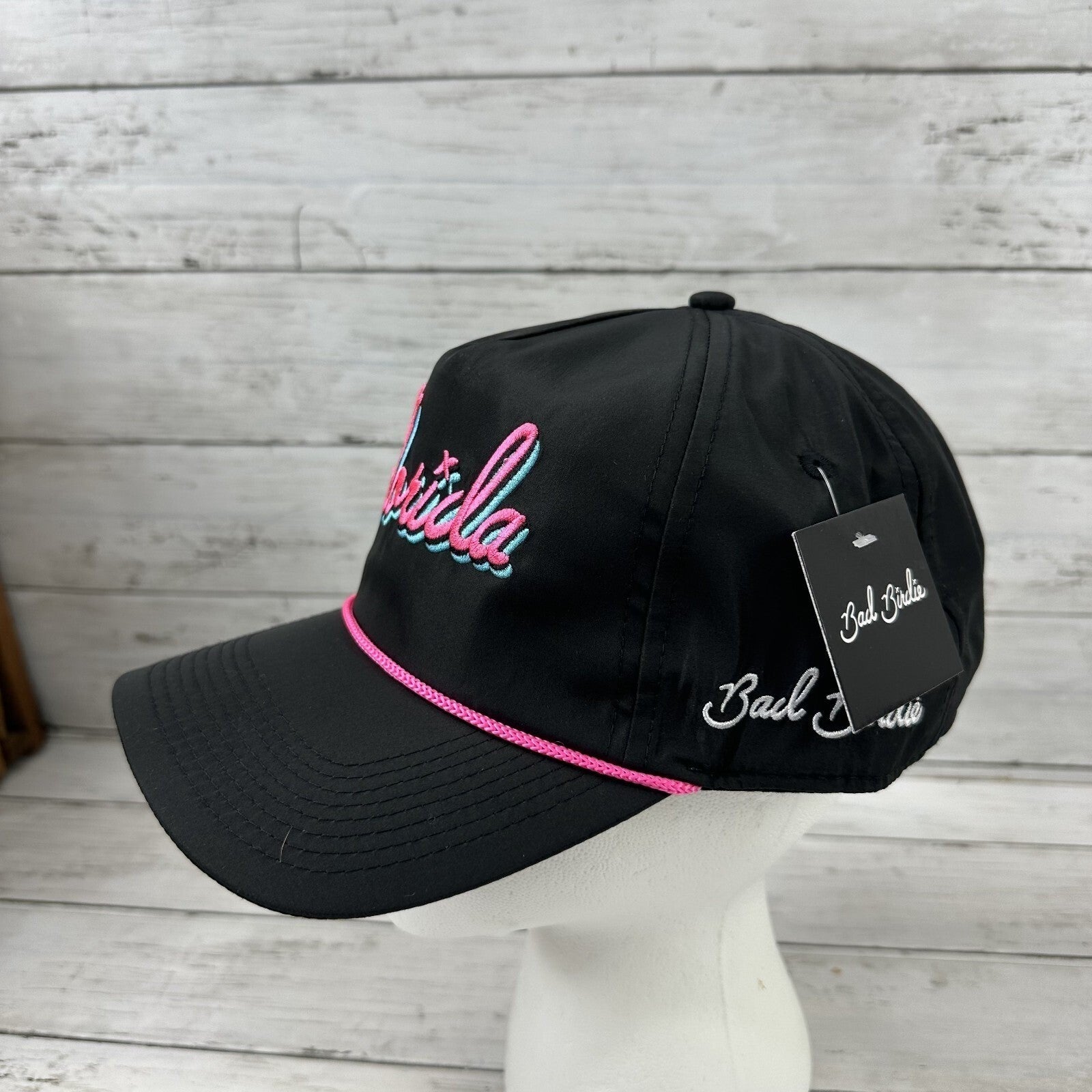 Bad Birdie Men's Florida Rope Golf Hat Adjustable Black/Pink Snapback