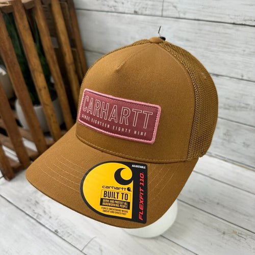 Carhartt Brown Canvas Hat Cap Mesh back 1889 patch Snapback New