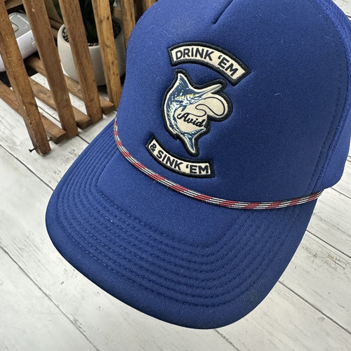 Avid Trucker Snapback Fishing Vintage Style “Drink 'Em & Sink ‘Em” Drinking Hat