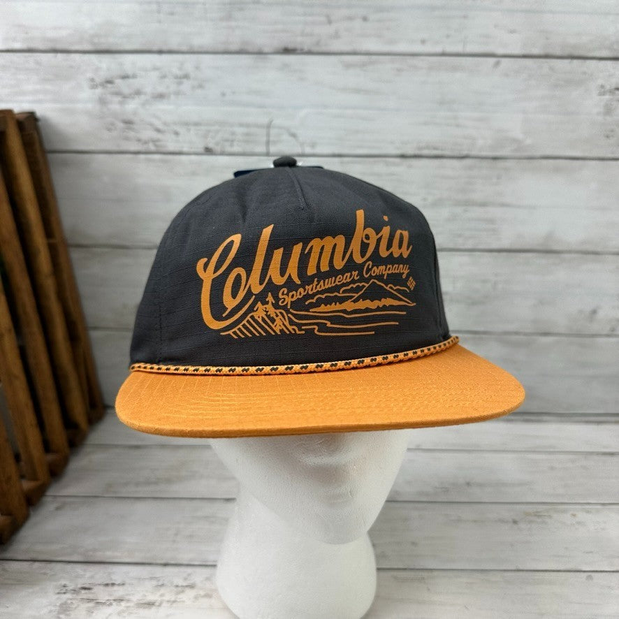 Columbia Sportswear Ratchet Strap SnapBack Hat Gray Orange New with tags