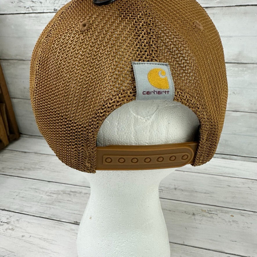 Carhartt Brown Canvas Hat Cap Mesh back 1889 patch Snapback New