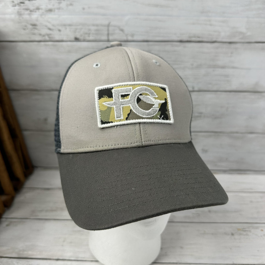 Patagonia Hat Snapback Trucker Cap Mens Fletcher Chouinard FC Outdoor Gray
