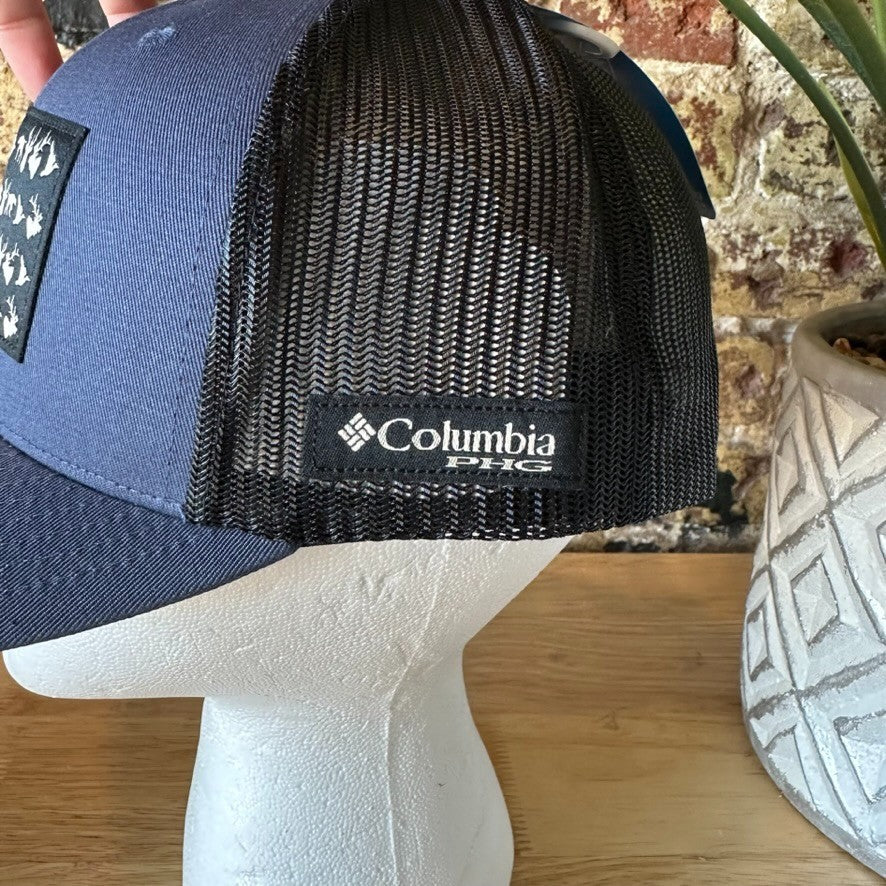 Columbia PHG Sportswear Mens Blue Antlers Flag Hat Mesh back Snapback NWT