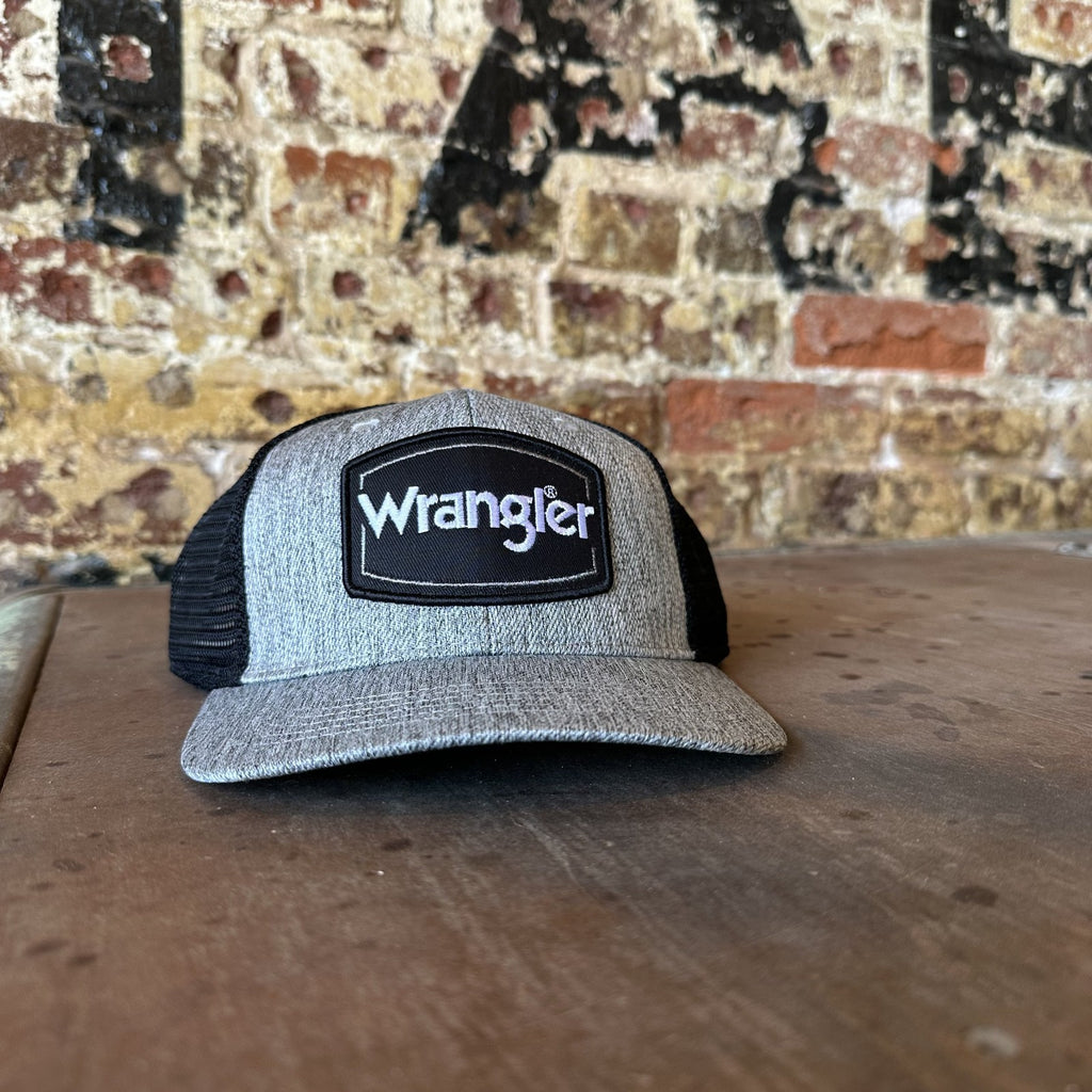 Wrangler Logo Gray black Trucker Snapback Hat Cap New