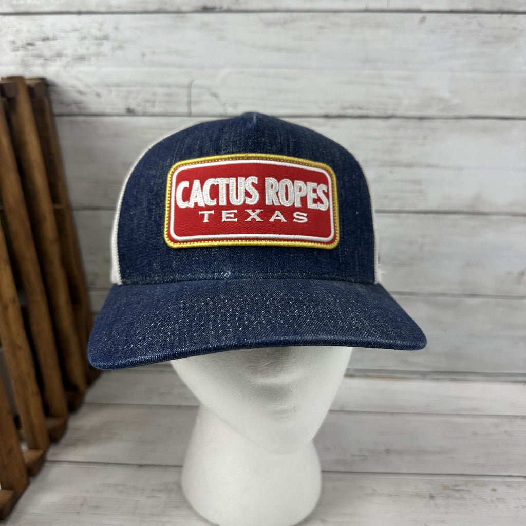 Hooey Cactus Ropes Texas Cap Blue Snapback Blue Denim White Mesh Trucker Hat
