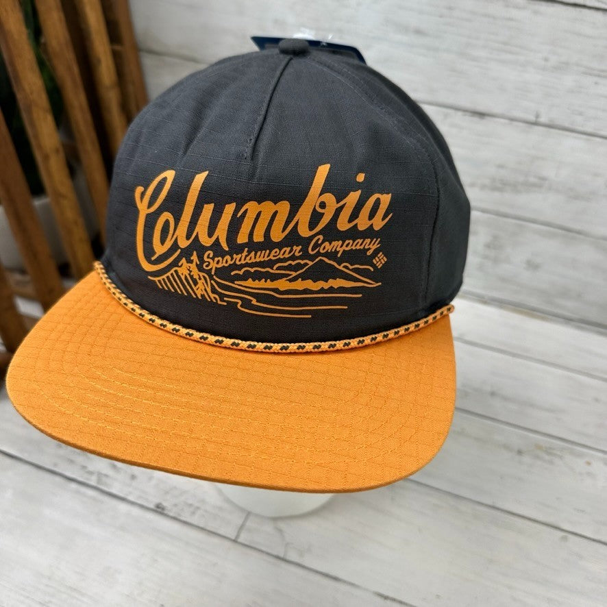 Columbia Sportswear Ratchet Strap SnapBack Hat Gray Orange New with tags