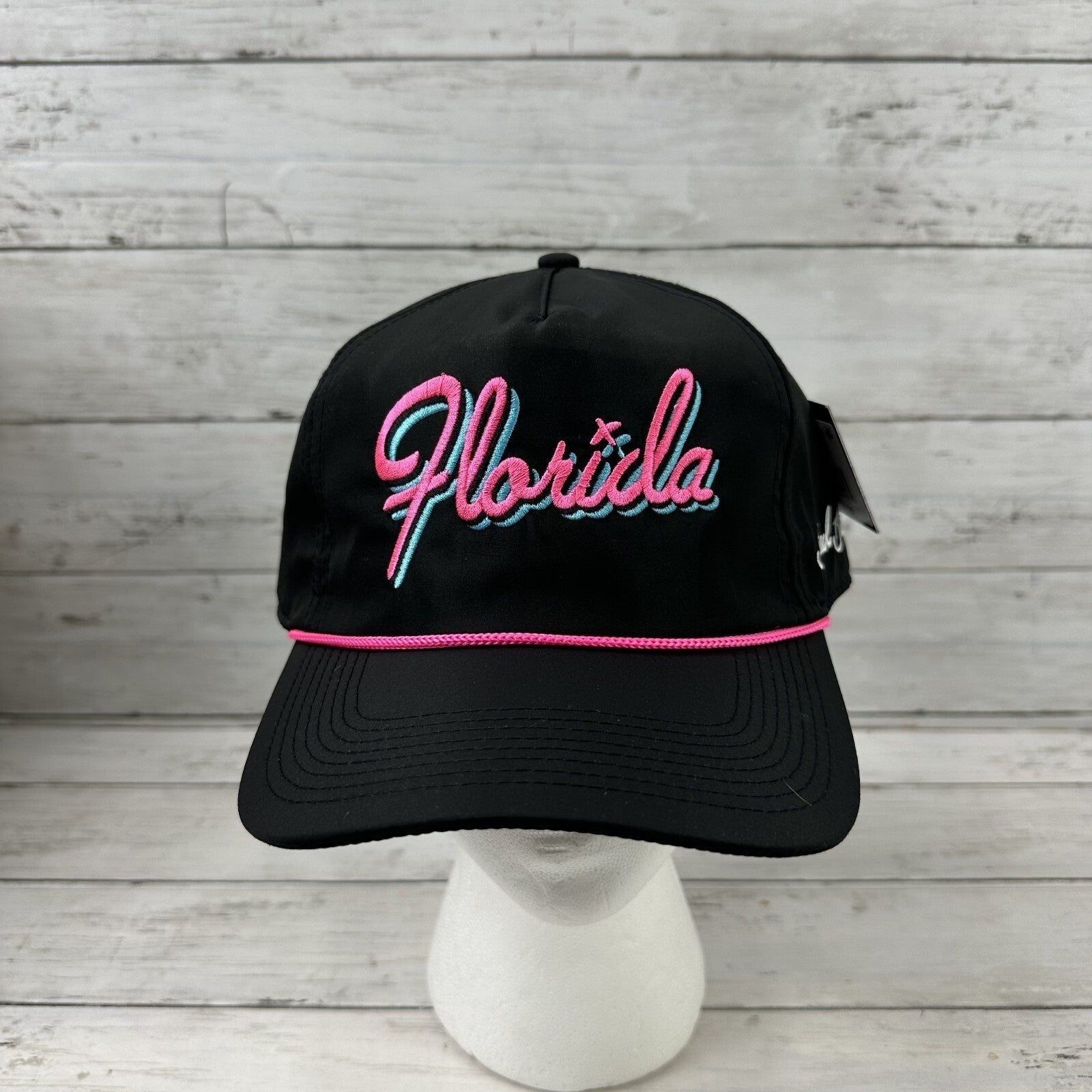 Bad Birdie Men's Florida Rope Golf Hat Adjustable Black/Pink Snapback