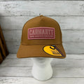 Carhartt Brown Canvas Hat Cap Mesh back 1889 patch Snapback New