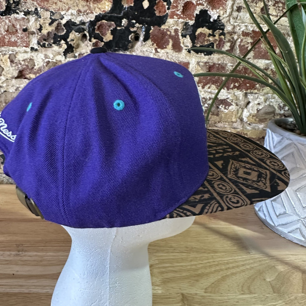 Mitchell & Ness Purple NBA Charlotte Hornets Aztec bill 2 Tone HWC Snapback Hat